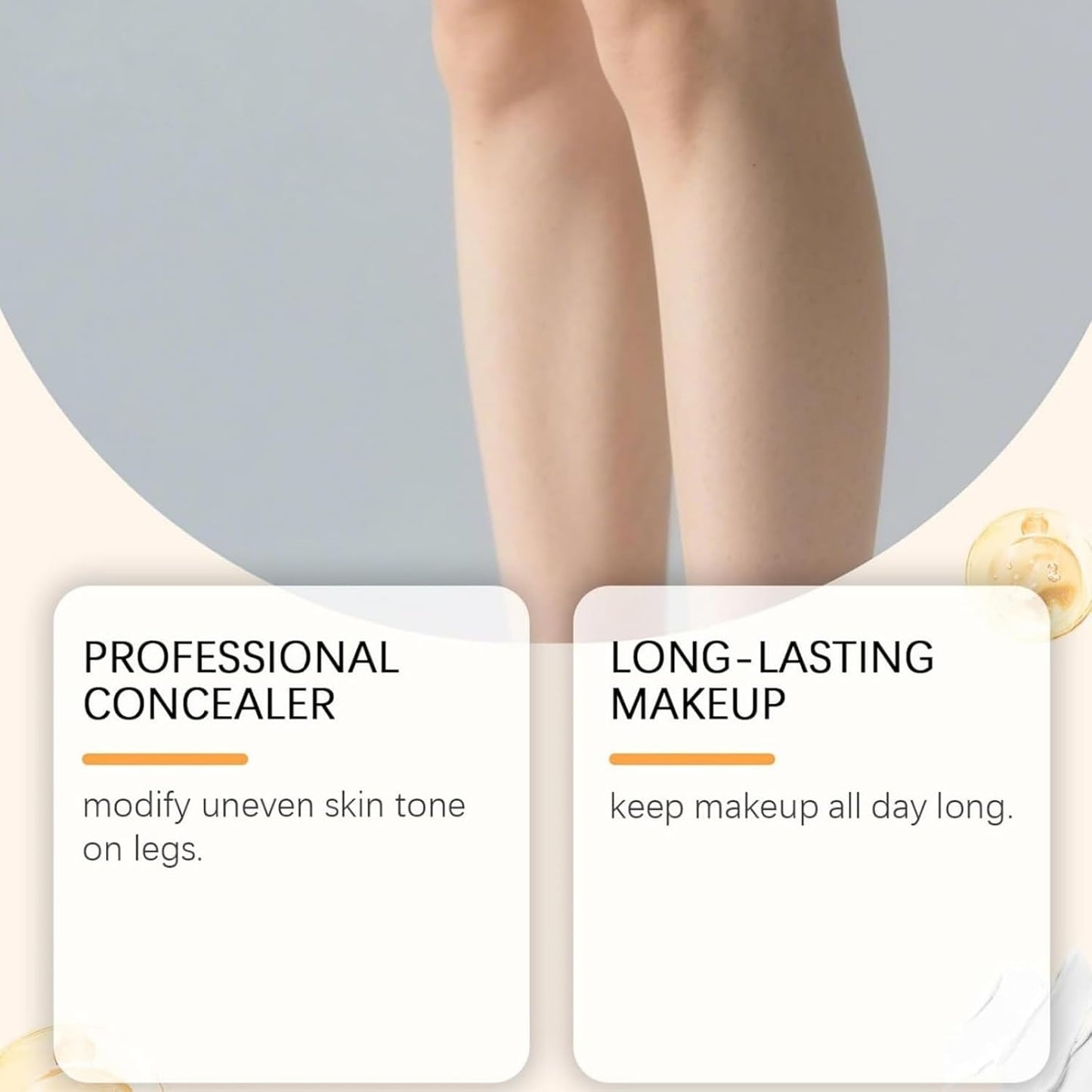 100ml Long Wear Waterproof Concealer,Body Foundation&Body Concealer,Leg Makeup No Transfer,Waterproof Concealer Cream,Long Lasting Effect,Easy to Use,Natural & Gentle Formula,for Most Skin Tones,02