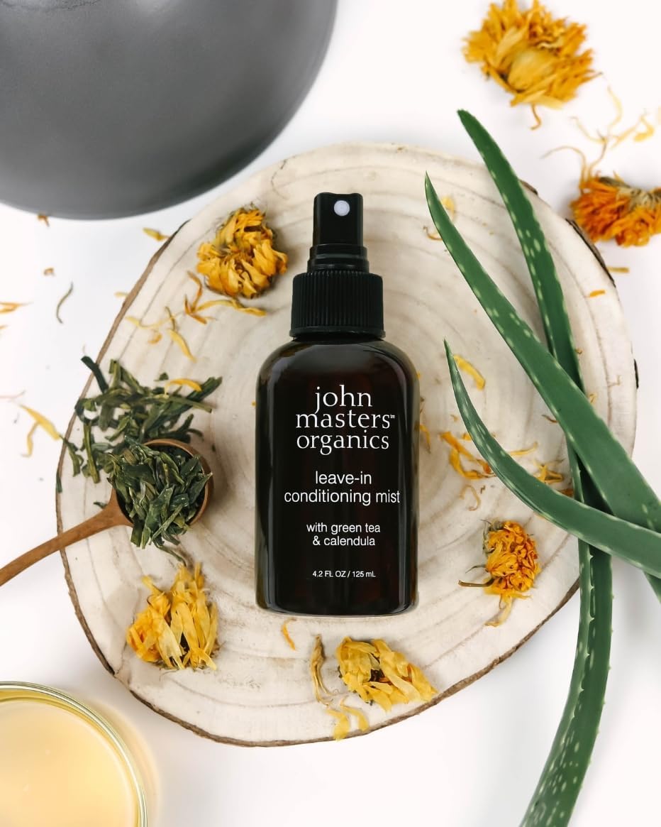 JMO Leave in Conditioning Spray - Leave-in Conditioning Mist with Green Tea & Calendula - 125 Millilitres - Detangler Spray for All Hair Types