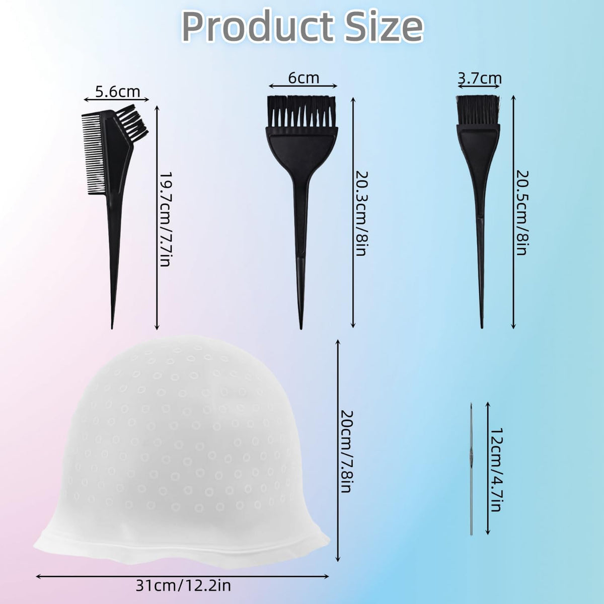 Silicone Highlight Hair Cap with Hole Position, Professional Reusable Hair Coloring Cap with Crochet and Brushes, Salon Hairdressing Dyeing Tools for Women Men