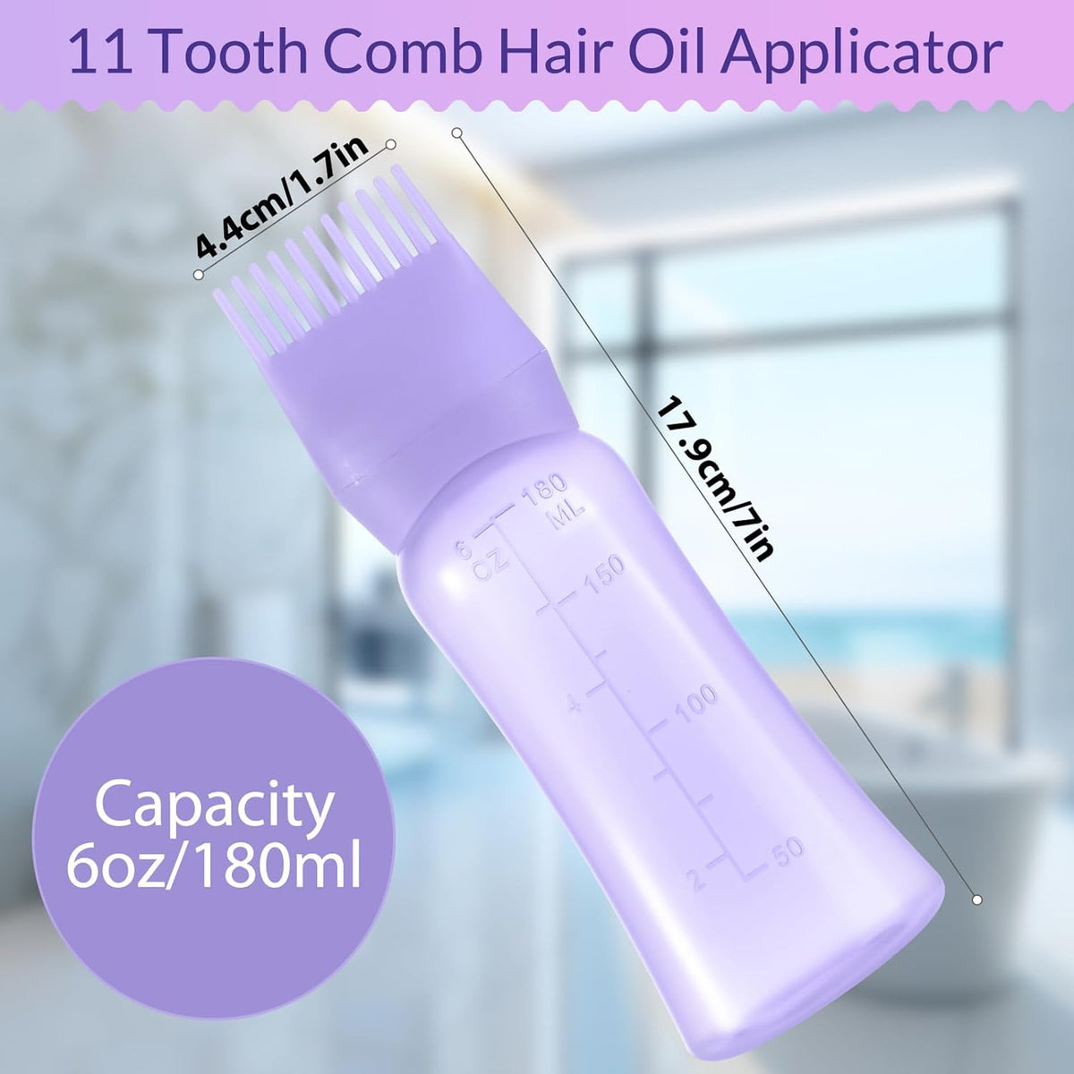 Root Comb Applicator Bottle 180ml Hair Oil Applicator for Hair Dye, Hair Oiler Comb Bottle with Graduated Scale | Plastic Hair Oiler Comb Bottle Squeeze Hair Oil Applicator for Hair Dye, Scalp