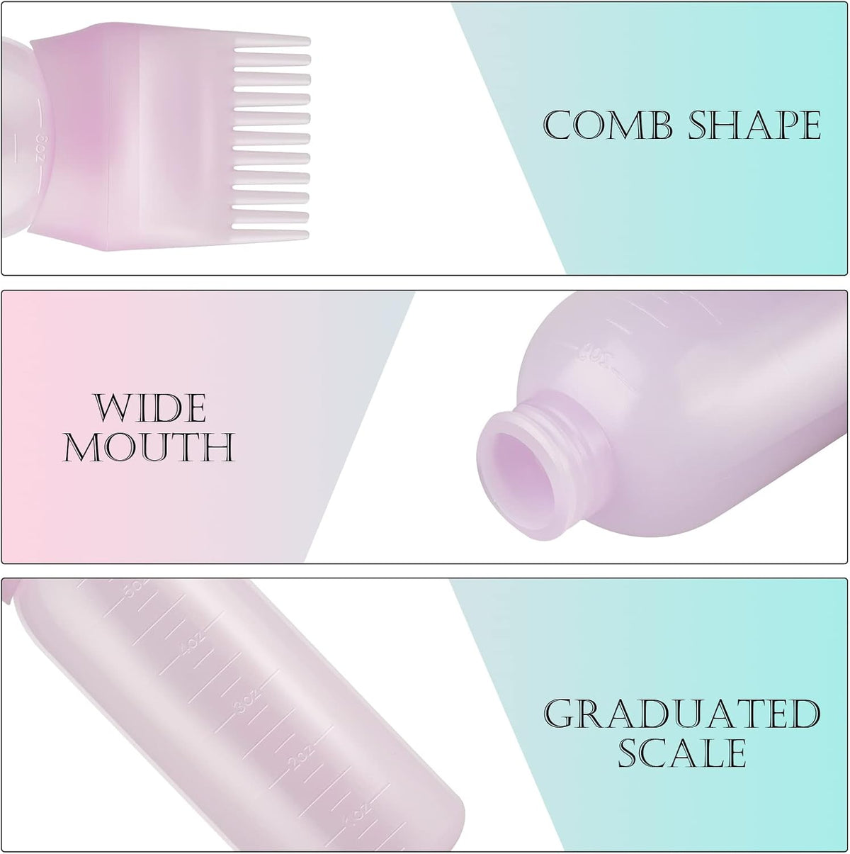 Root Comb Applicator Hair Dye 3 Pack Bottle with Graduated Scale