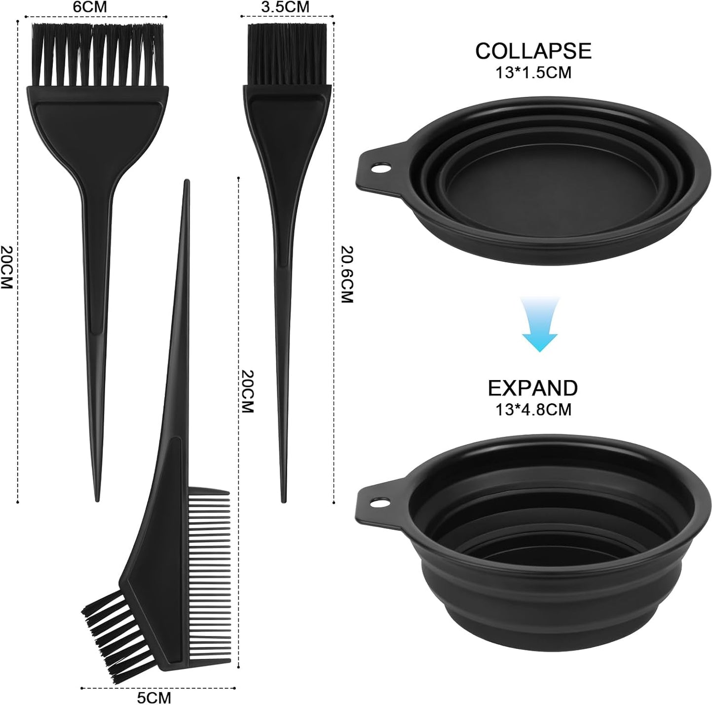 GAOHUI 4 Pcs Hair Coloring Brushes, Hair Dye Kit, Double Sided Hair Dying Brushes Tint Comb Set, DIY Salon Hair Dye Brush and Bowl Set with Hair Dying Mixing Bowl