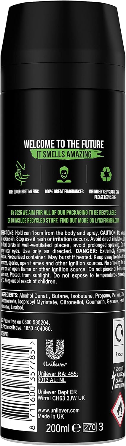 Lynx Men Africa Deodorant Body Spray for 48 hours of odour busting, high definition fragrance with a mandarin & sandalwood scent 200 ml (Pack of 2)