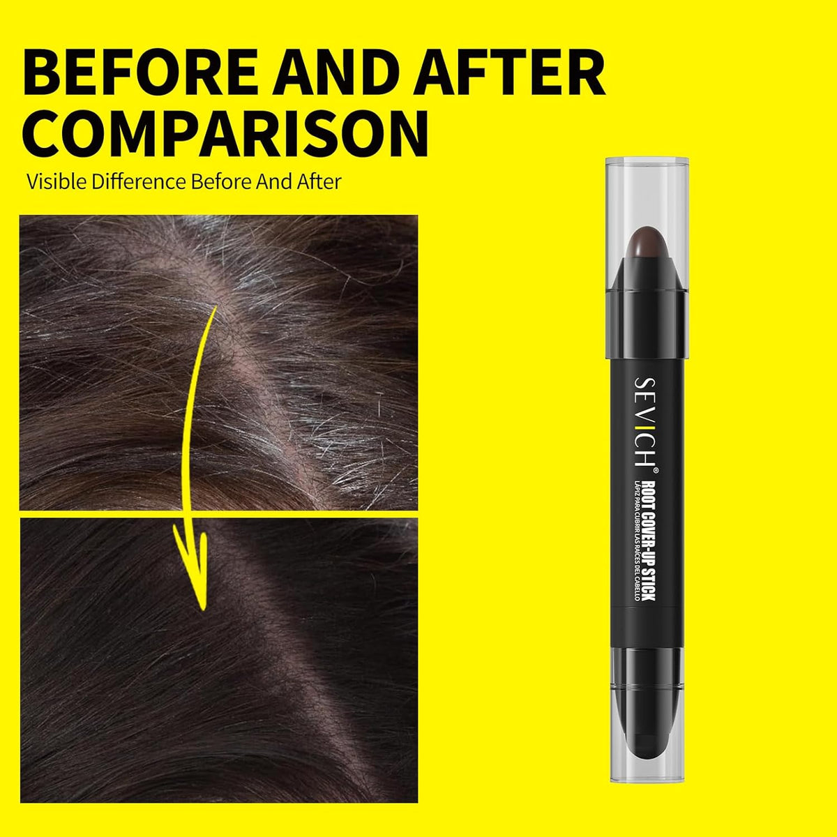 Sevich Root Cover Up Stick – Instant Gray Hair Coverage, Root Repair, Natural Concealer for Hairline, Roots, and Sides for Women and Men, Plant-Based, 48H Makeup, Dark Brown