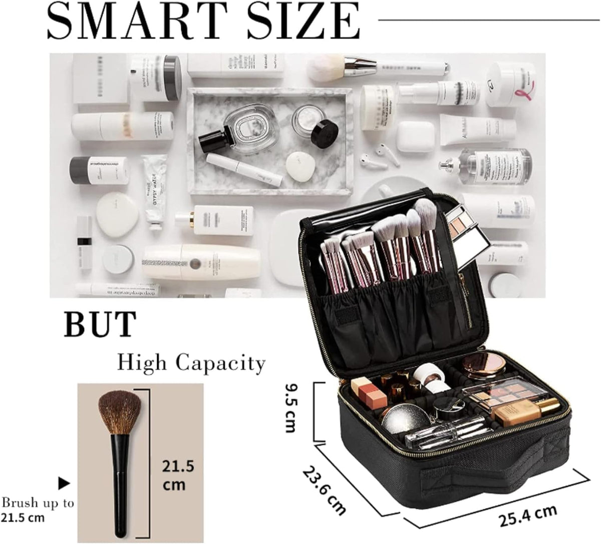 Joligrace Makeup Bag Cosmetic Case Vanity Travel Beauty Box Make Up Train Case Hairdressing Tools Organiser with Adjustable Compartment Oxford Fabric