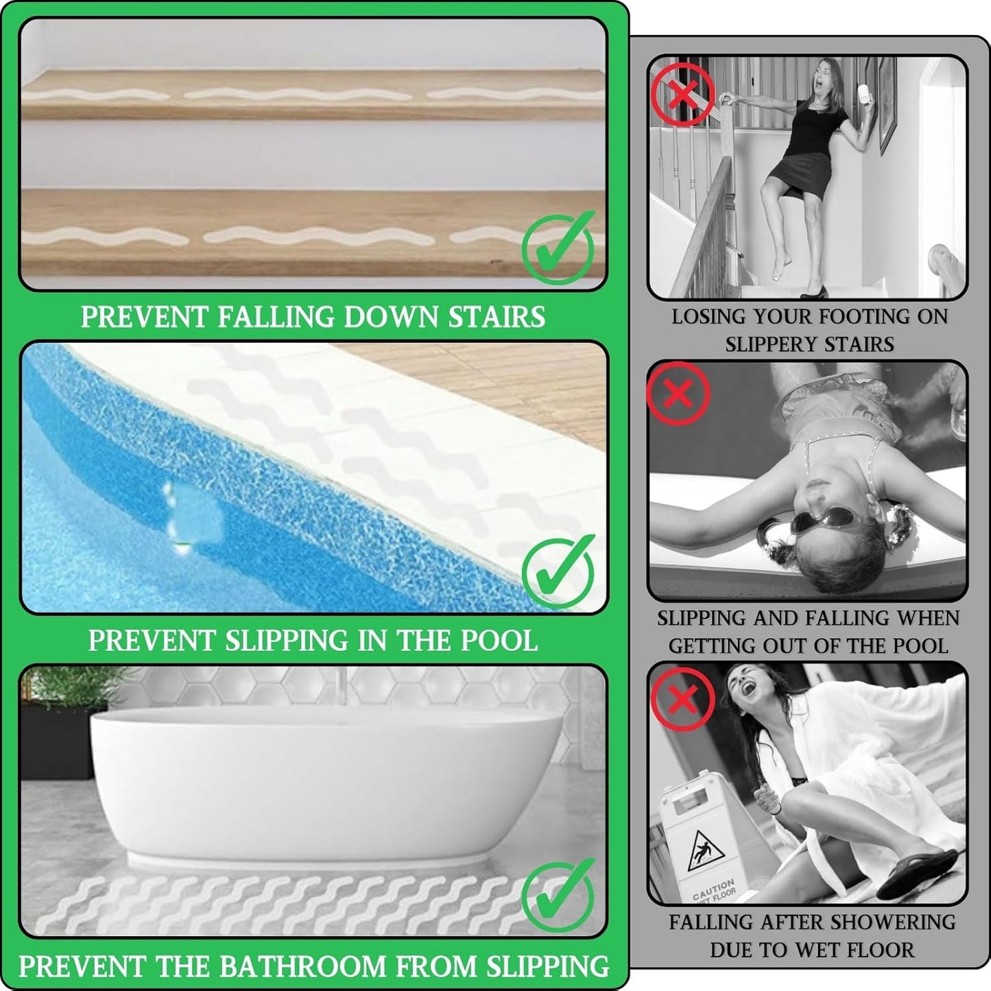 24 Pieces Self-Adhesive Shower Stickers, Non-Slip Shower Mat, Transparent Shower Mats, Sliding Surfaces, Non-Slip Sticker Strips for Bathtub, Stairs, Bathroom