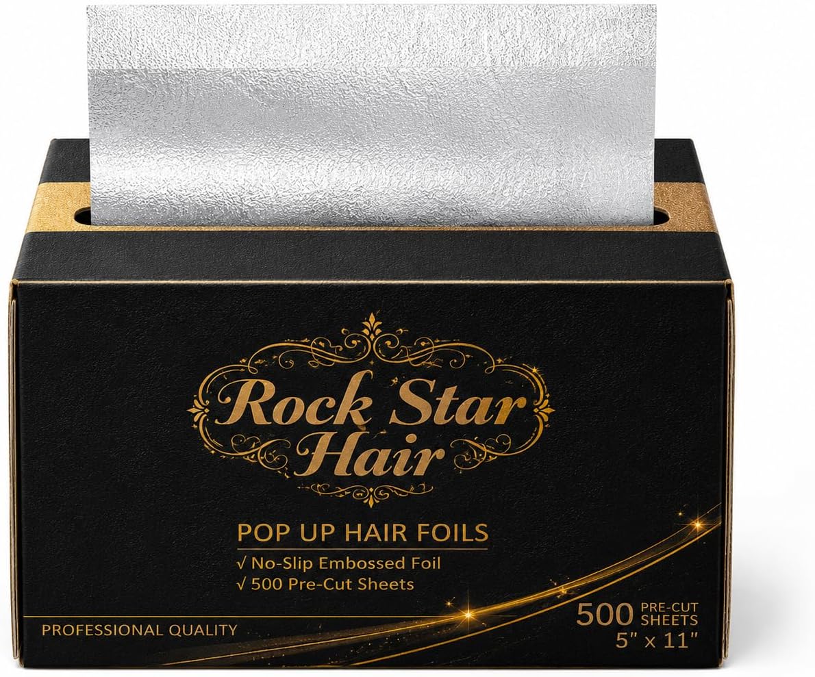 EMBOSSED POP UP LIGHLIGHTING FOILS WITH !!! FREE !!! ANTI STATIC WEAVING COMB silver FOILS for highlights, balayage, hairdressing foils no slip extra tough embossed texture NO NEED TO CUT FOILS