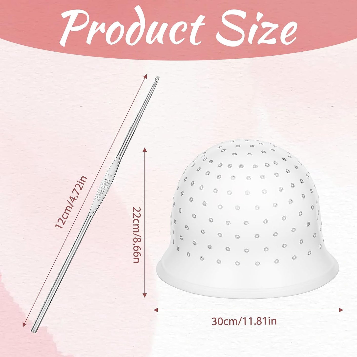 Punched Silicone Highlight Hair Cap with Needle, Professional Reusable Highlighting Poked Hole Caps with Hooks for Color Hair Salon Hairdressing Dyeing Staining Tools for Women Men
