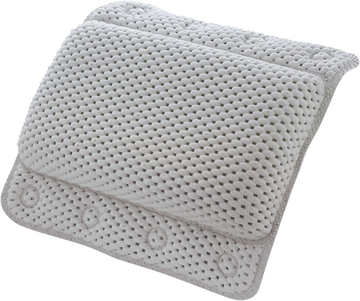 Taylor & Brown Bathtub Pillow, Luxury Relaxing White Soft Non Slip Cushioned Bath Pillow Waterproof Home Spa Headrest Cushion with 8 Slip Resistant Suction Cups (White)