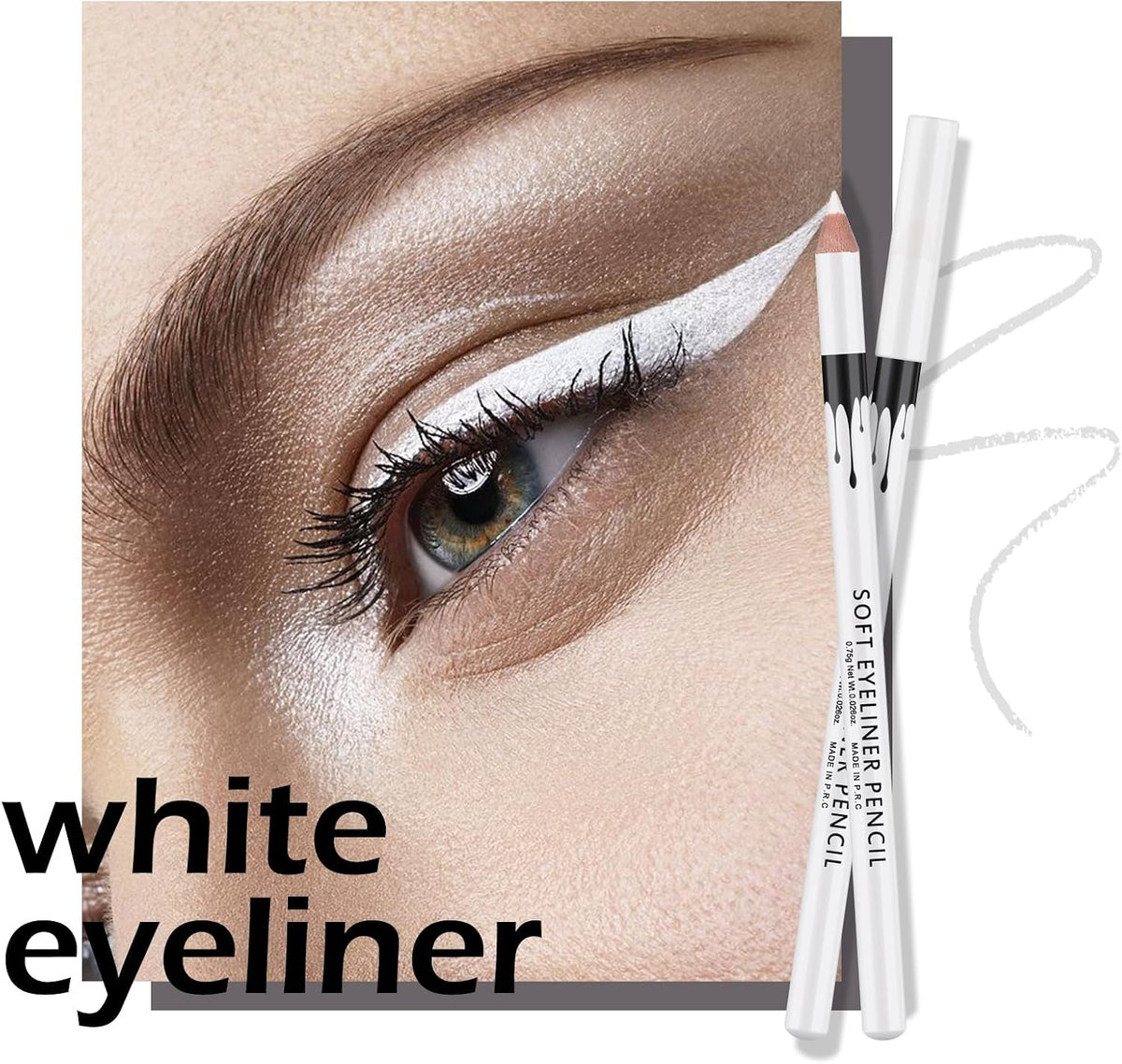 FREEORR 12 Packs Professional Highlighter Eye Liner Pen, White Eyeliner Pencil, Waterproof Long Lasting Eye Brighten
