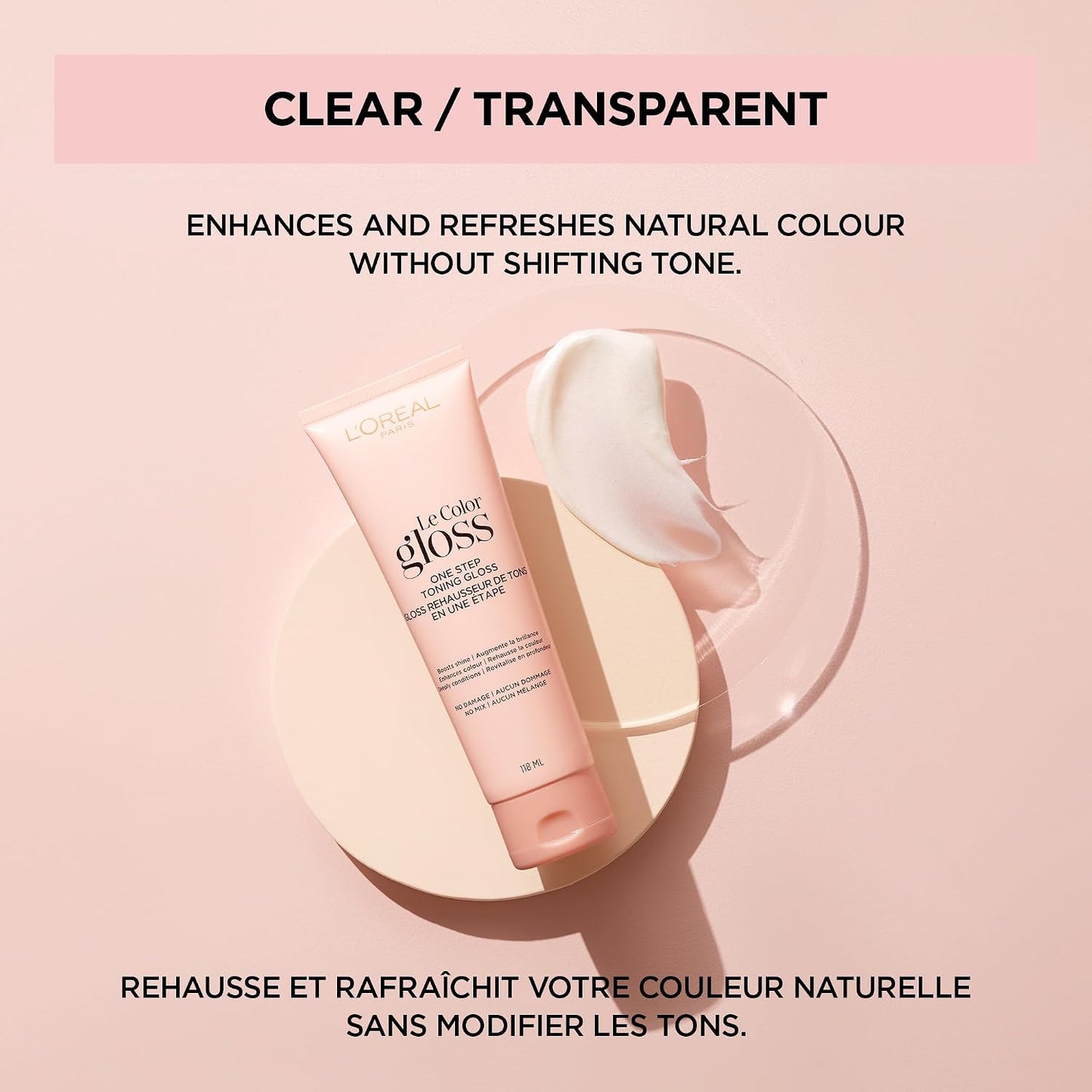 L'Oreal Paris One Step Toning Hair Gloss, In-Shower At Home Use, Boosts Shine, Enhances Color, Conditioning, Brass Neutralizing, No Damage, No Mix, Ammonia free, Paraben free