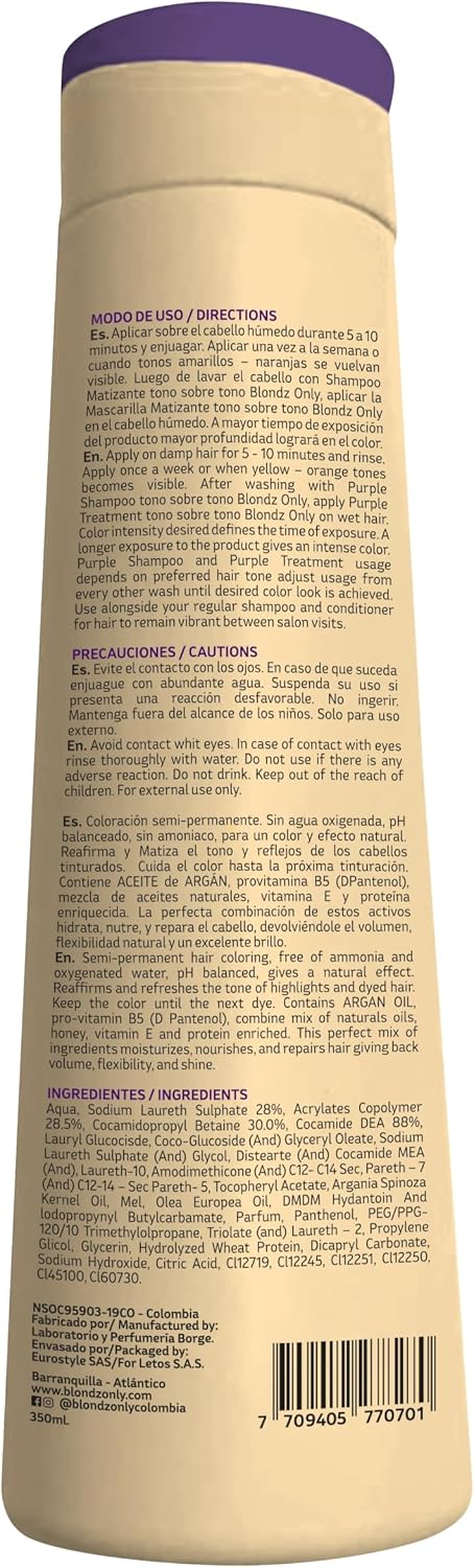 Purple Shampoo Rubio Marfil Ivory Blonde with Argan Oil Perfect Blonde (Perla Beige) 11.8 Fluid Ounce (350 ml)