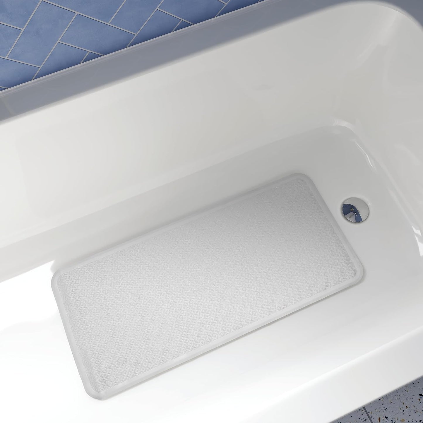 Croydex Rubagrip Bath Mat Non Slip Anti Mould for Inside Bath (74x34cm) | Slip Resistant | Secure Grip Suction Cups | Easy to Clean | Natural Rubber | Anti-Bacterial | Textured Surface
