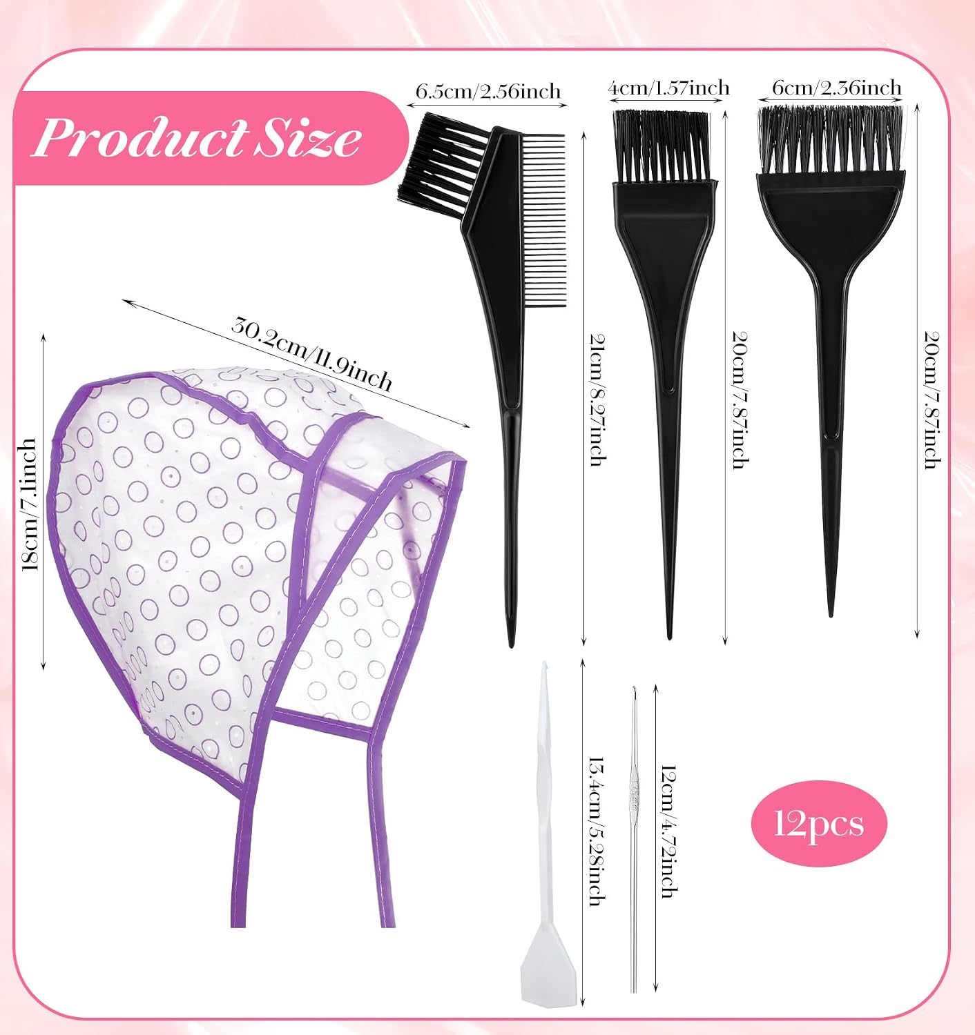 Highlight Caps for Hair, Highlighting Cap with Hooks Professional Frosting & Highlighting Kit for Salon Home Hair Coloring (Men Women)