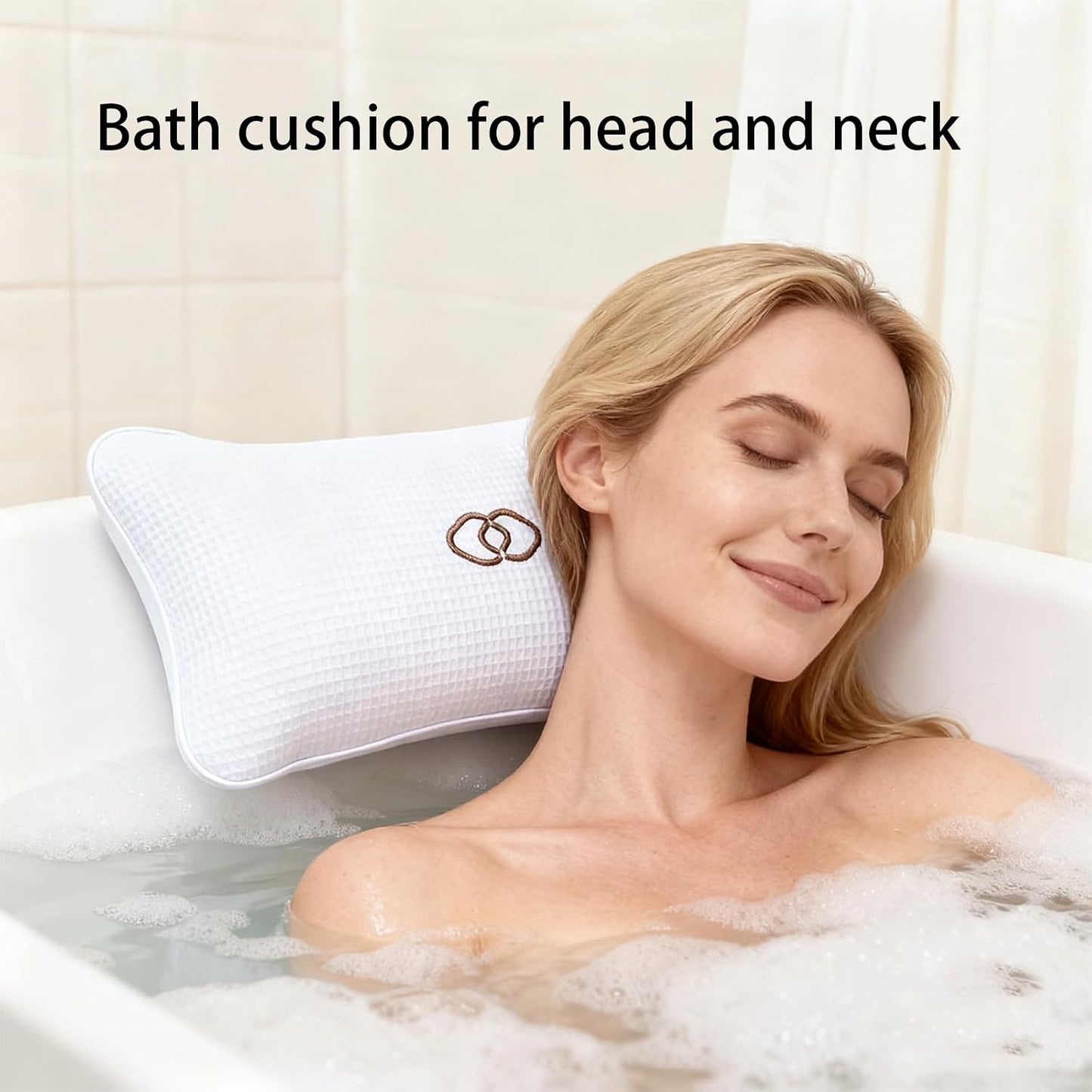 Anti-slip Non-Slip Bathtub Pillow,Home Spa Bath Cushion Inflatable Bath Pillow, Head Neck Back Shoulders Rest Relax Suction Cup Support for Hot Tub Bathroom Home Spa Headrest