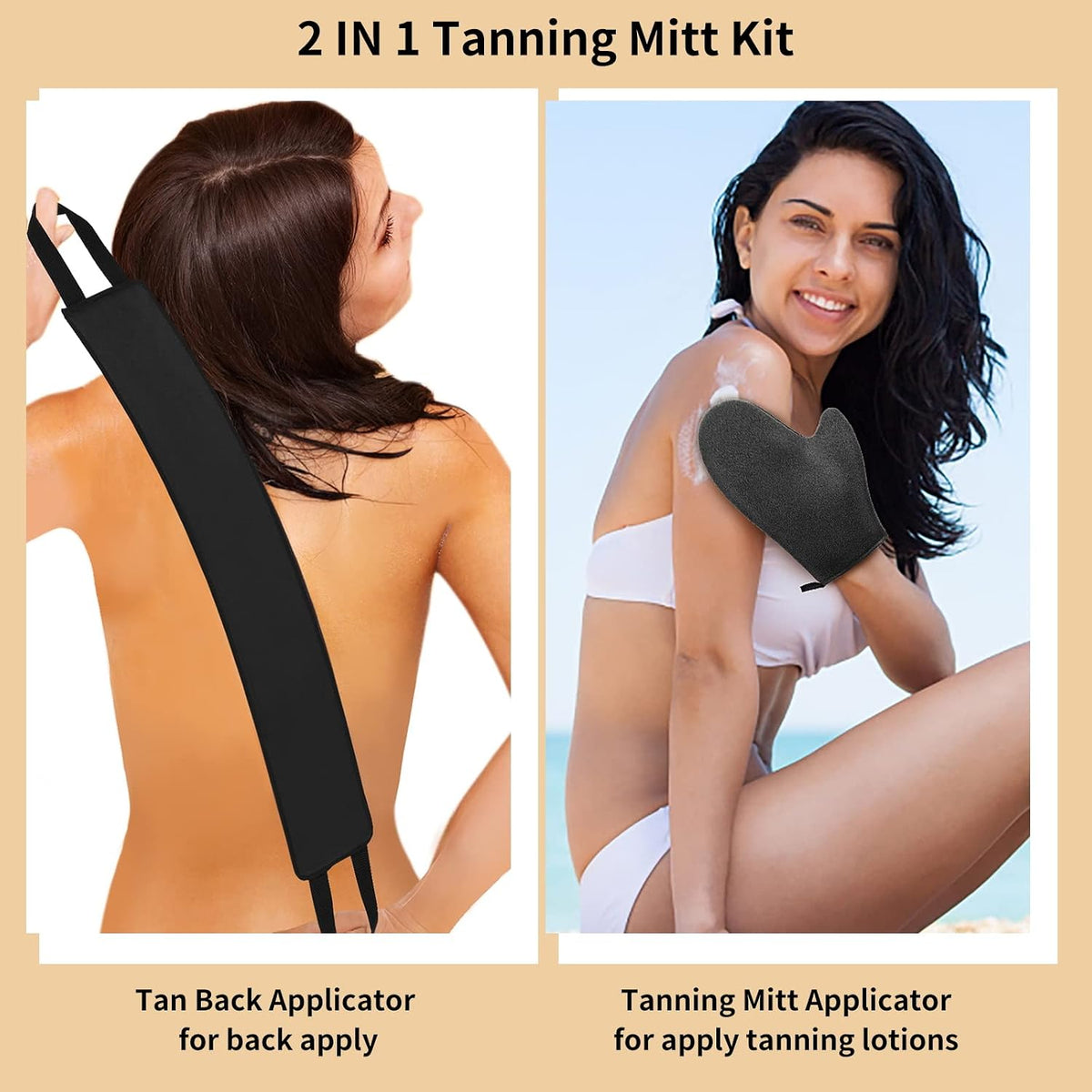 Sibba 2 Pack Self Tanning Mitt Applicator Kit, Mini Self Tan Mitt, Back Buddy Lotion Applicator for Back Self Applicator Work with Self Tanning Mitts When Apply Tanning Lotion