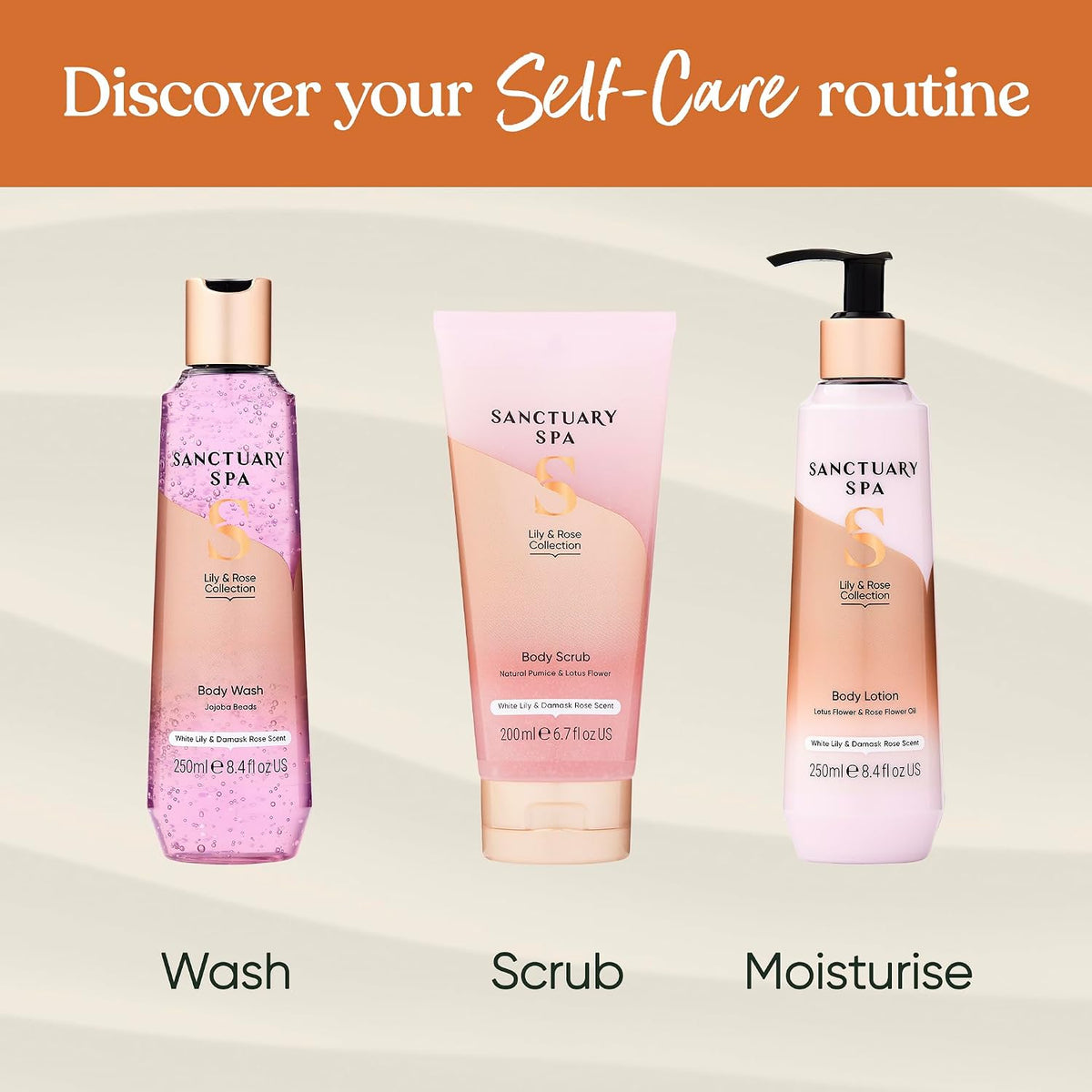 Sanctuary Spa Lily And Rose Body Lotion, Body Moisturiser, With Lotus Flower And Vitamin C, Vegan And Cruelty Free 250ml