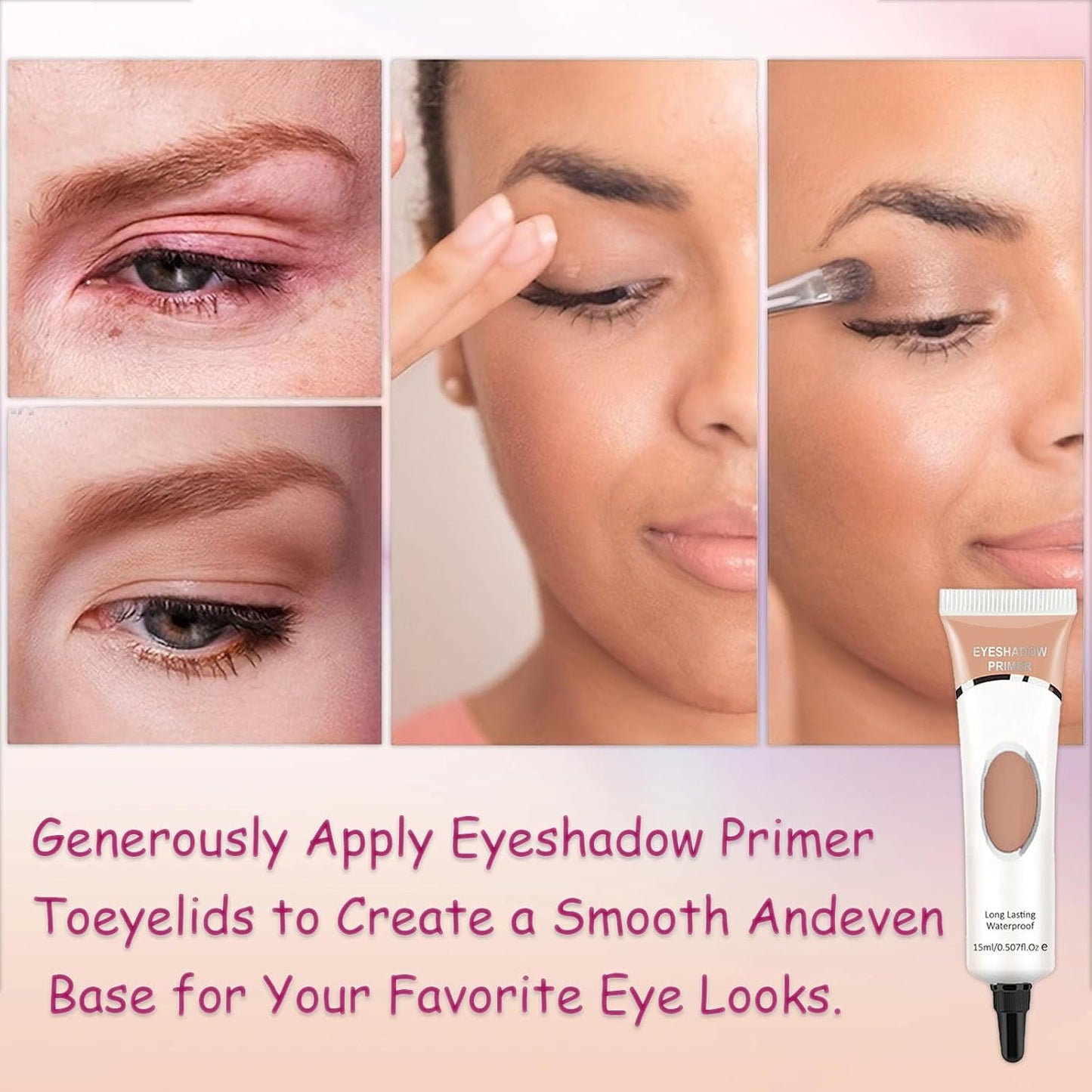 LYNTYAOU Eyeshadow Primer, Eye Primer, Long Lasting Waterproof Pigment Base for Eyeshadow, 24 Hours Smudge-proof Professional Primer Cream, Enhance Eye Color Cut-crease Eye Makeup(Skin Color)