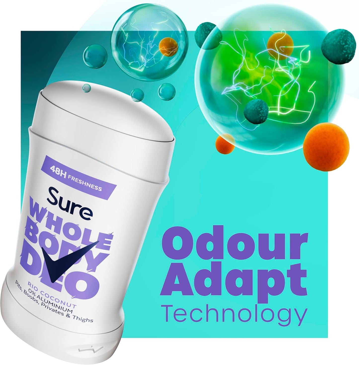 Sure Rio Coconut Whole Body Deodorant women's deodorant stick with a fresh & tropical fragrance for 48-hour odour control 50 ml