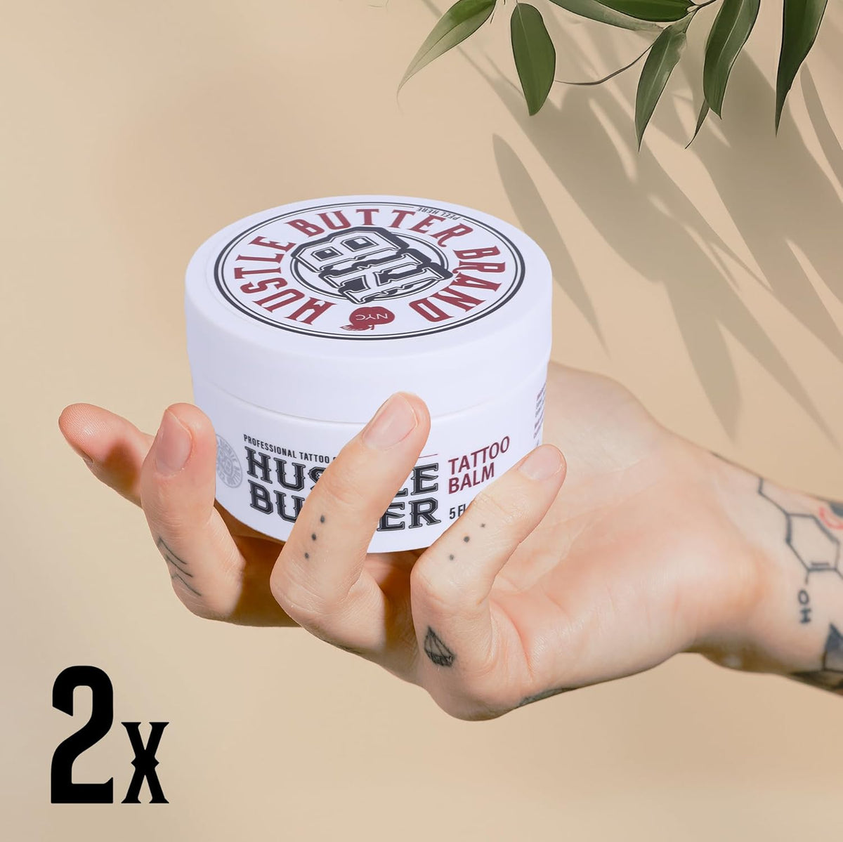 TATTOO HUSTLE BUTTER DELUXE ORIGINAL – 2x150ml vegan tattoo cream with natural ingredients like mango, papaya & shea butter to promote healing, reduces redness and swelling – pre- and aftercare balm