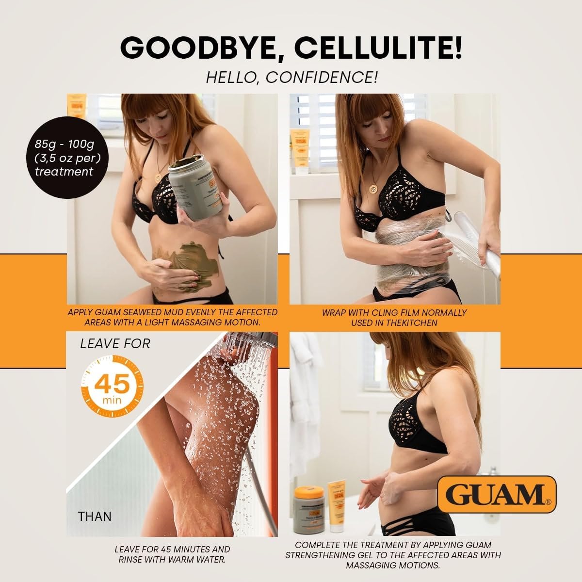 GUAM Seaweed Mud Stubborn & Deeply Rooted Anti Cellulite Treatment - 500g Antioxidant Hot Body Mask Cellulite Remover for Legs & Thighs - Skin Firming Cream to Reduce Imperfections & Boost Circulation