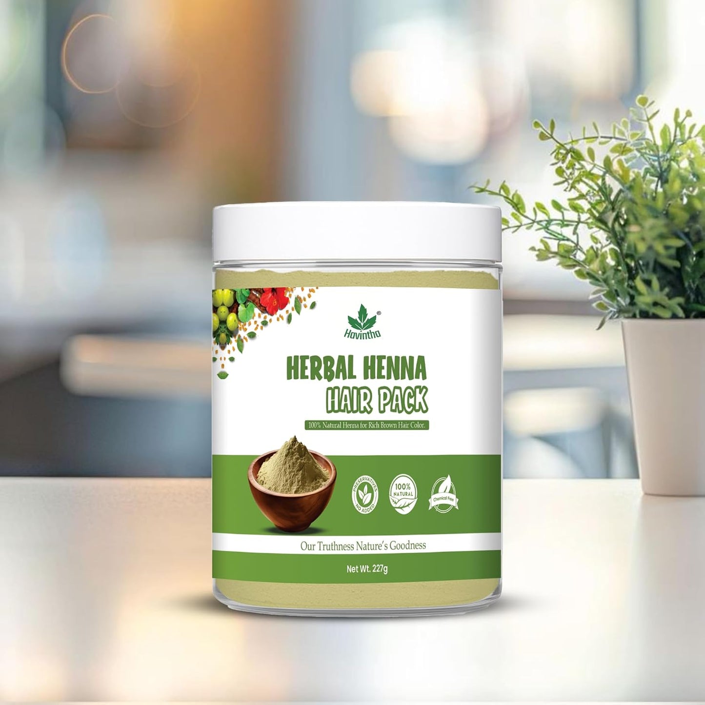 Havintha Natural Herbal Henna Hair Pack 11 Herbs Mix Mehandi Powder (227 G) |