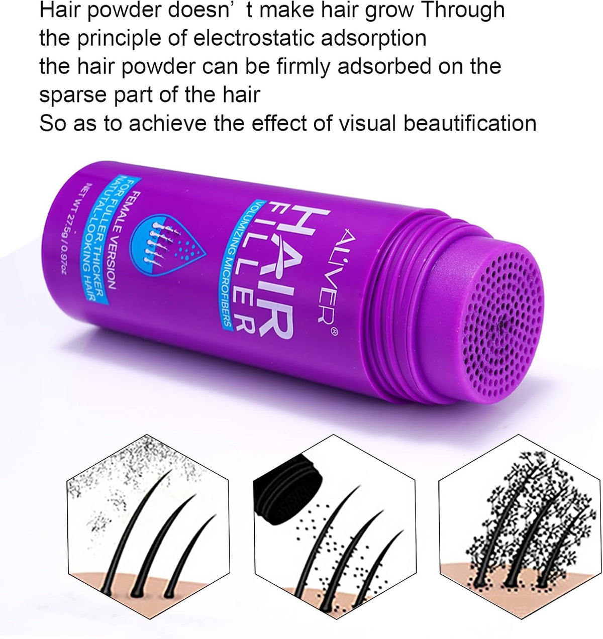 Hair Fibres,Hair Building Fibres & Hair Fibres for Thinning Hair Instantly Undetectable & Natural,Completely Conceals Hair Loss Hair Filler Hair Thickener & Topper for Women Dark Brown