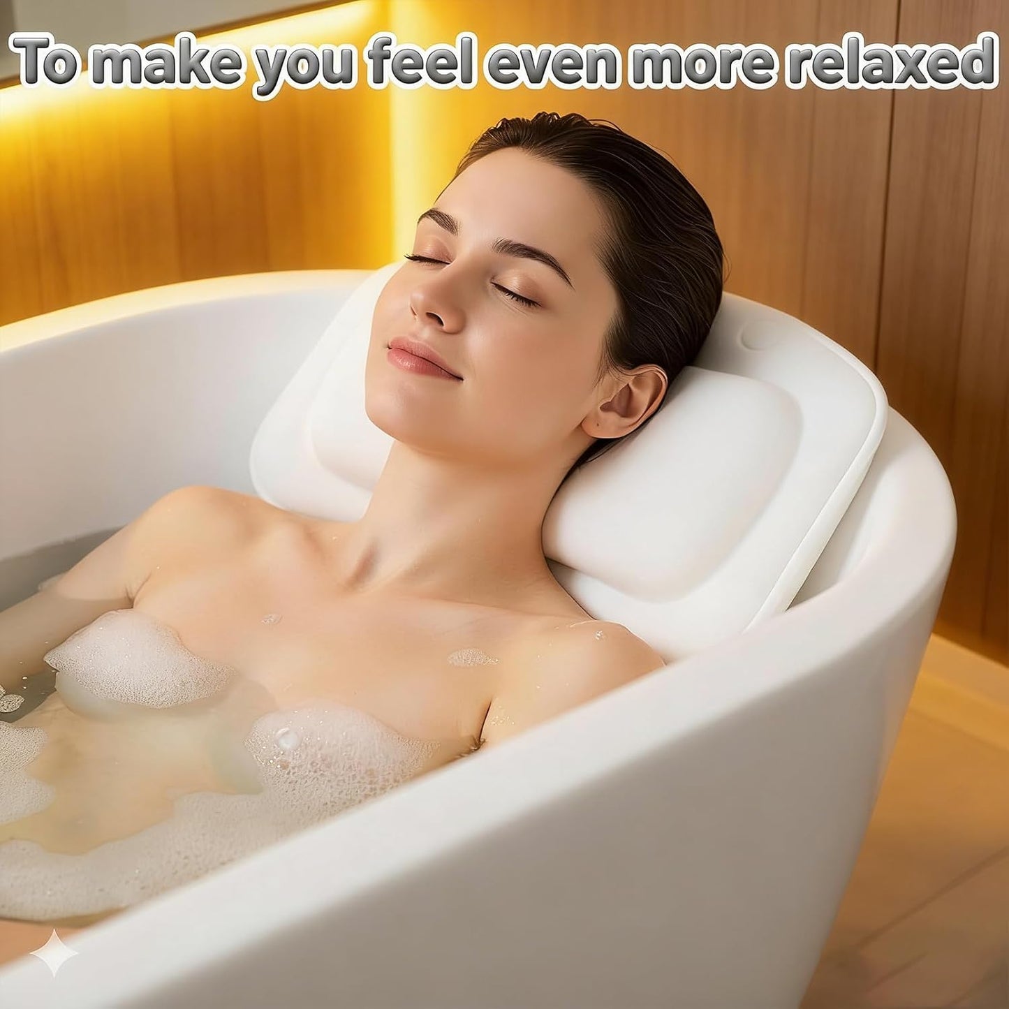 Bath Pillow With 3 Strong Suction Cups, Soft Waterproof Bathroom Pillow for Tub, Relaxing Bathtub Pillow for Neck and Back Support Modern Minimalist Design Durable Bath Accessories