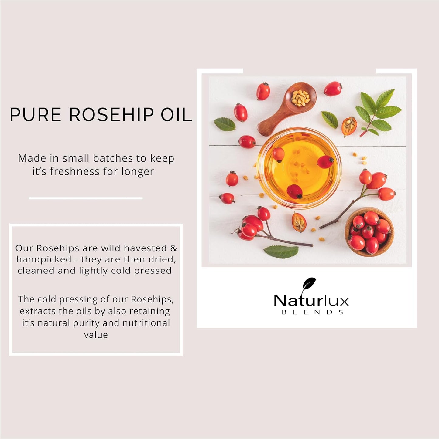 Organic Rosehip Oil For Face | 100% Pure & Natural 50 ML | Cold-Pressed Rosehip Seed Oil With 5% Rosehip C02 Extract & Vitamin E | Concentrated Blend 50 ML