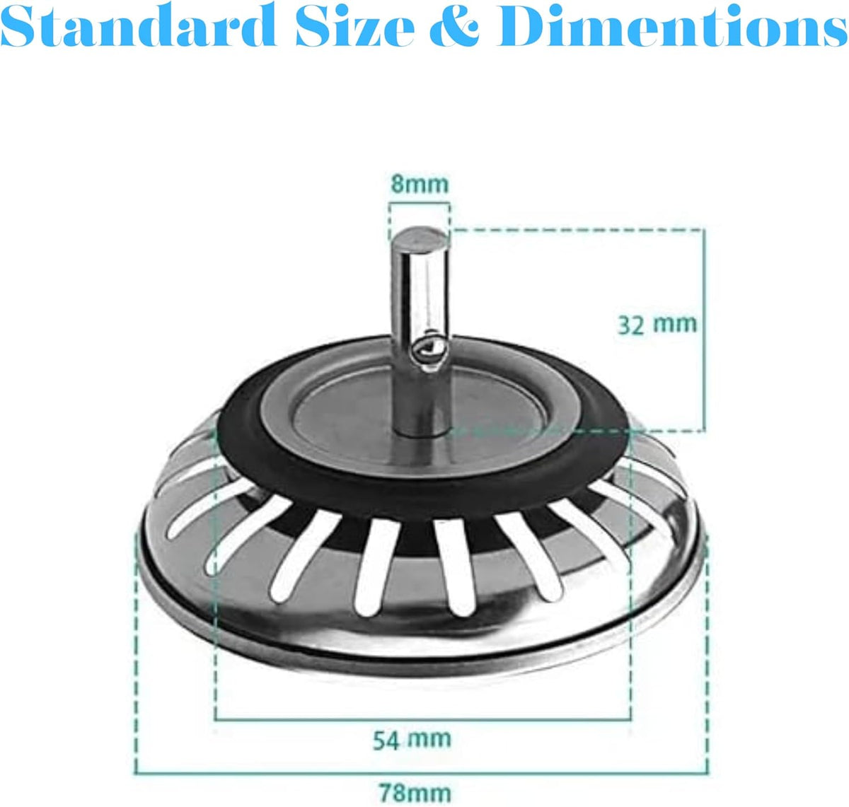 PROVIDE – 304 Stainless Steel Kitchen Thicken Sink Plug Strainer – Rust Free Kitchen Sink Strainer Replacement for Food and Hole Hair Catcher Hole Diameter 78mm