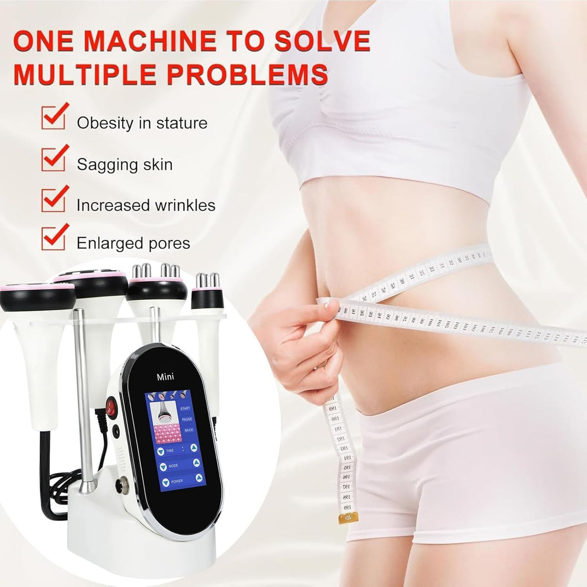 4 in 1 Body Shaper Sculpting Beauty Machine Skin Care Tool Radio Frequency Cavitation Vacuum Multipole Device Salon Spa Equipment Home Use Massager for Arm Waist