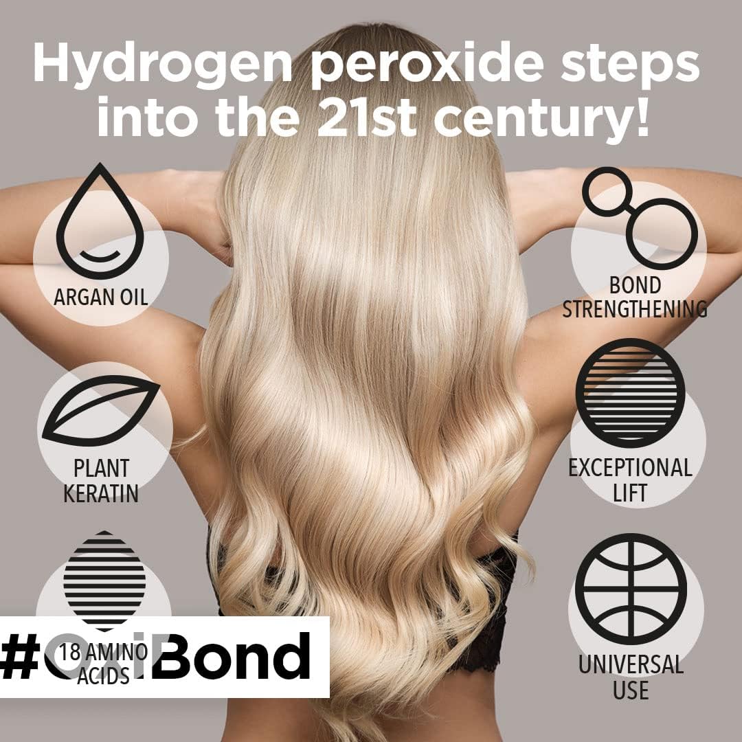 Blonde By Choice Oxi-bond 30 Vol Developer Enriched 9% Hydrogen Peroxide with Keratin, Argan Oil & Amino Acids. Mix Hair Bleach Powder And Peroxide to Improve Hair Colouring or Bleaching 1000ml