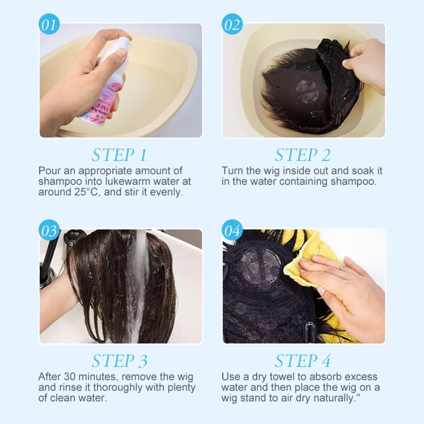 Wig Shampoo and Conditioner 2-in-1, Gentle Formula for Synthetic & Human Hair Wigs, Cleansing, Conditioning & Tangle-Free Maintenance Helper