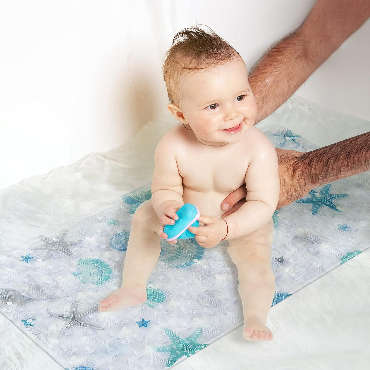 OTHWAY Baby Bath Mats Non Slip Children's Bath Mat Anti Mould Baby Bathtub Mat Safety Toddlers and Nippers Bathroom Shower Tub Mats with Suction Cups, Bath Mat Anti Slip 39 x 71cm Clear Sea Creature