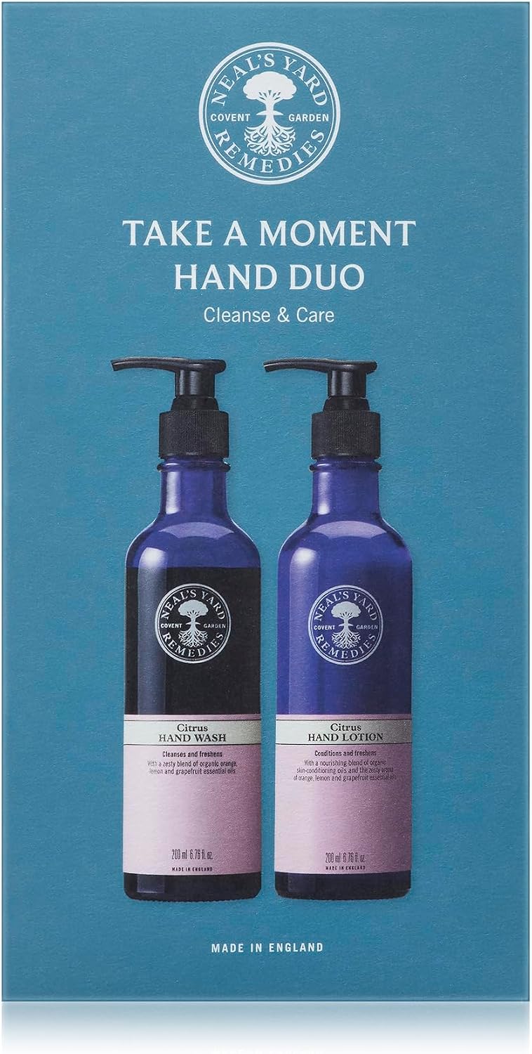 Neal's Yard Remedies Take A Moment Citrus Gift Set, Hand Wash & Hand Lotion With Essential Oils, Vegan & Cruelty-Free, Set of 2