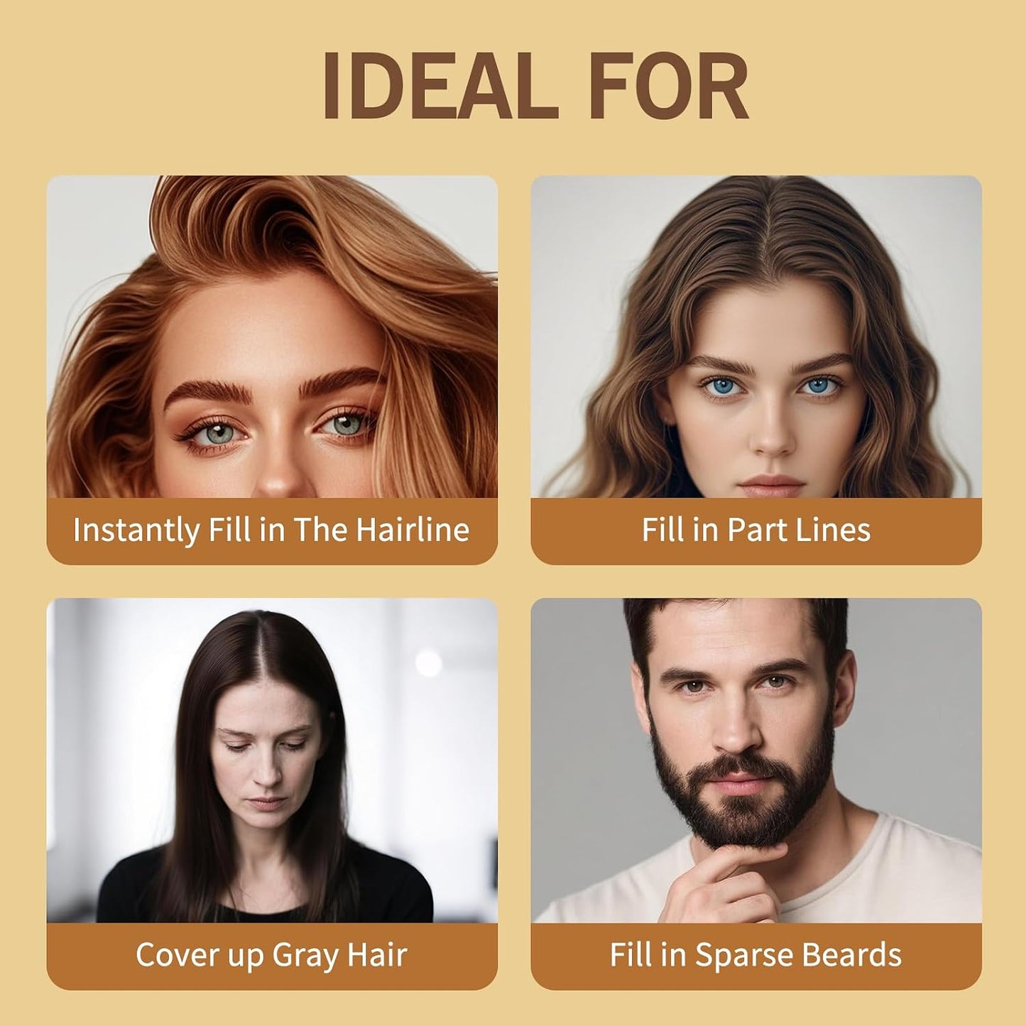 Gowwim Root Touch up Powder, Instantly Gray Hair Cover up Hairline Powder for Women & Men Waterproof and Sweatproof Root Cover Up Long-Lasting for Thinning & Loss Hair