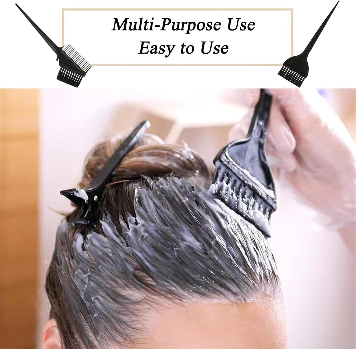 Hair Dye Bowl and Brush Kit - Hair Dying Tools Kit, 5 Pcs Tools for Hair Colouring DIY Salon Hair Coloring Bleaching Tools, including Dye Bowl, Dye Brush, Double-Sided Brush, Mixing Rod, Ear Cover