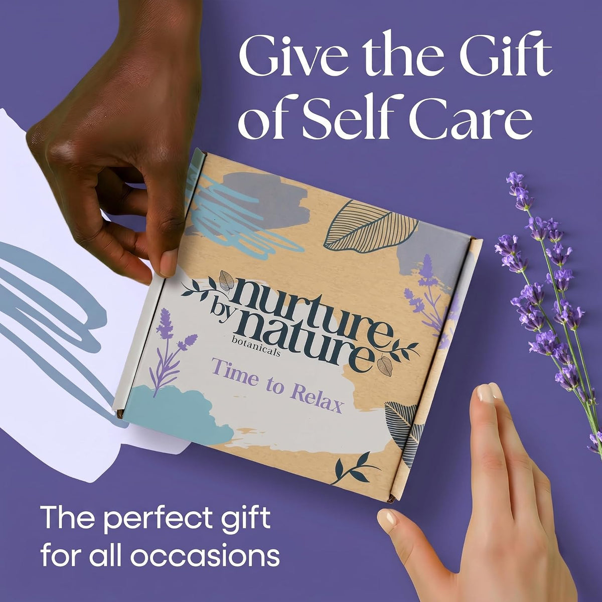 NURTURE BY NATURE Pamper Gifts for Women - 6 Pcs Relaxing Spa Gift Set with Lavender Pillow Spray, Bath Salts & Bath Bomb - Valentines Gifts for Her, Mothers Day Mum Gifts, Birthday Gifts for Women