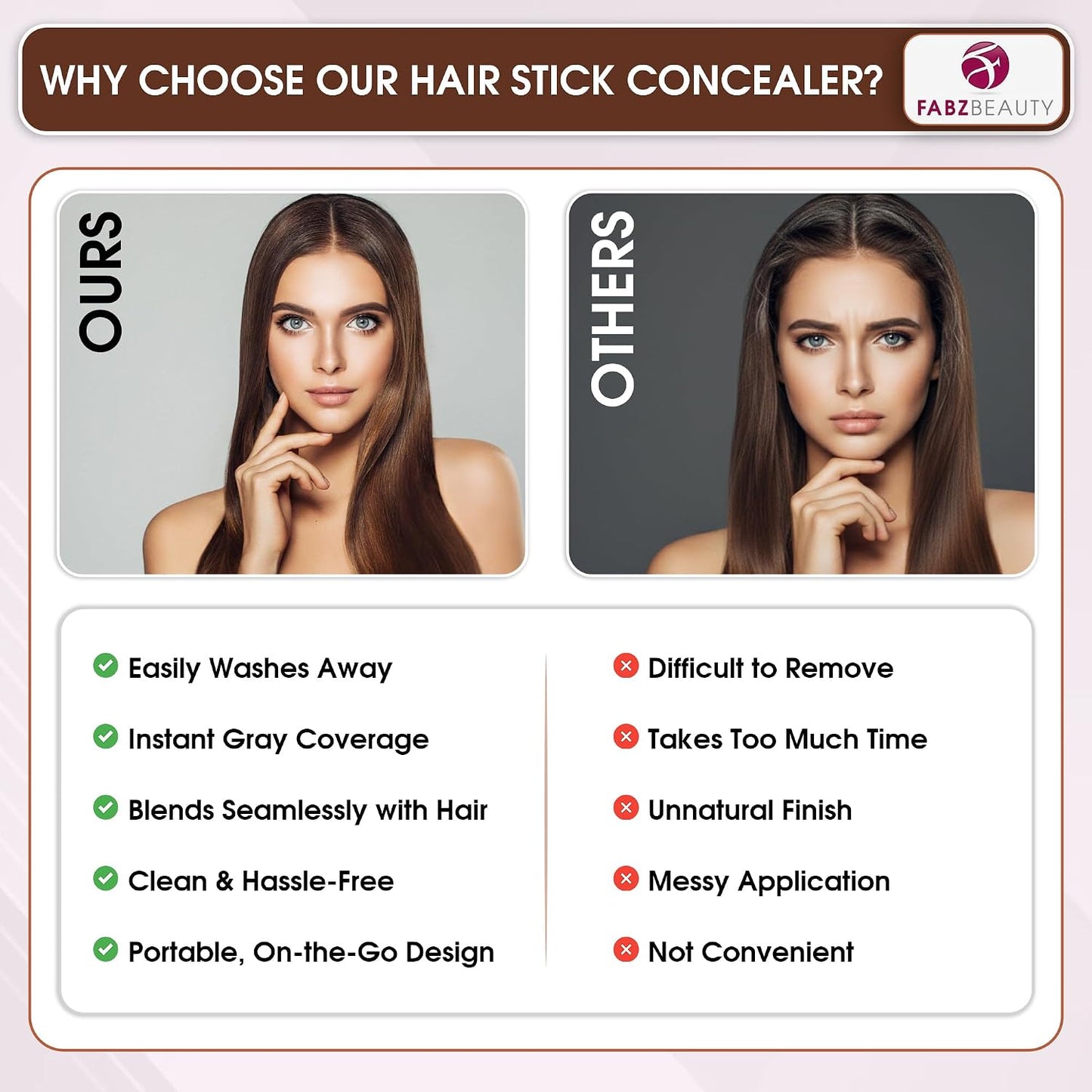 Root Touch Up Stick for Women & Men | Easy Hair Root Colour Touch Up for Grey Coverage, Long-Lasting Hair Colour with Magic Retouch, Natural & Quick Application (Dark Brown)