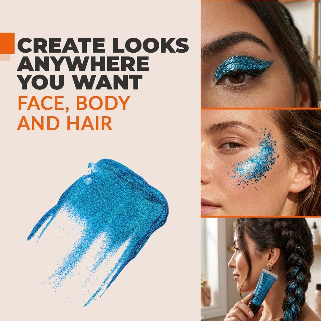 Stargazer Blue Body Glitter Gel - Face & Body Shimmer - Long Lasting Festival & Party Makeup - Easy to Apply - Cruelty-Free - 10 ml