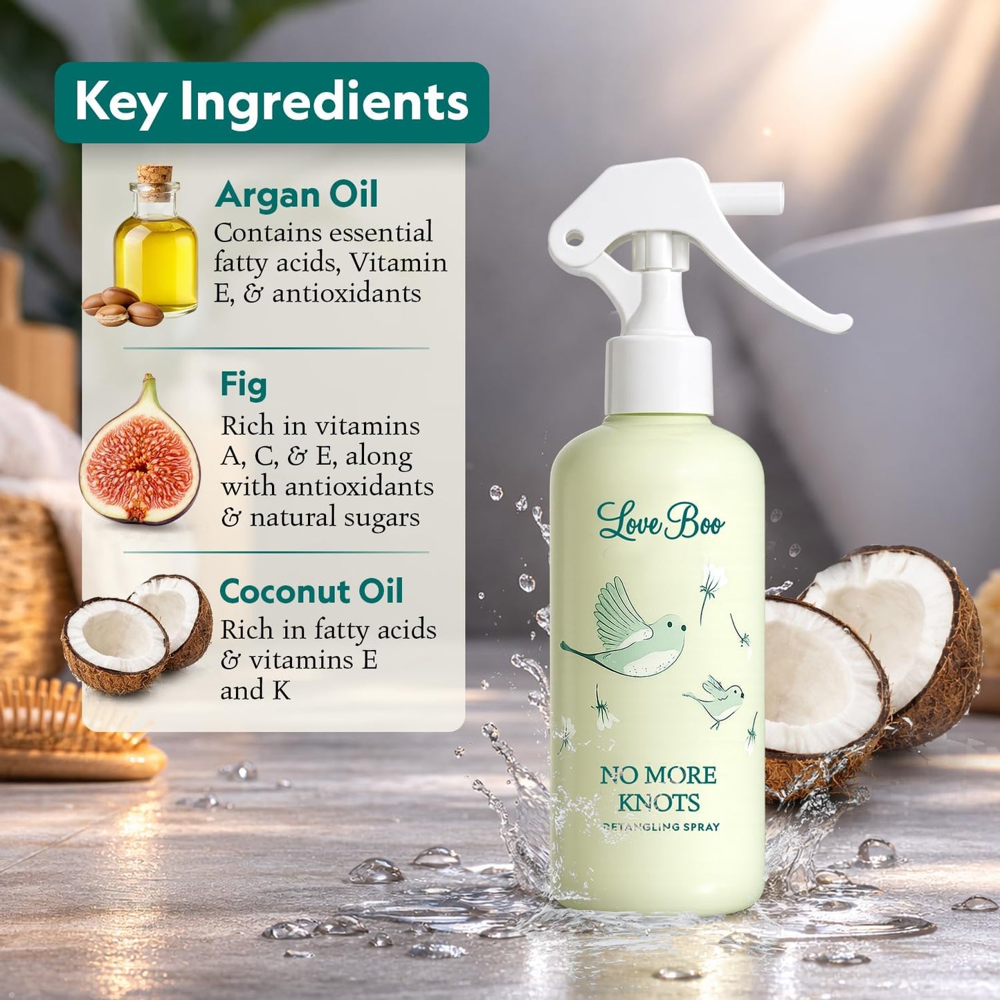 No More Knot Detangler Spray, Hair Detangler for Smooth Brushable Hair and Easy Knot Release (50ml)
