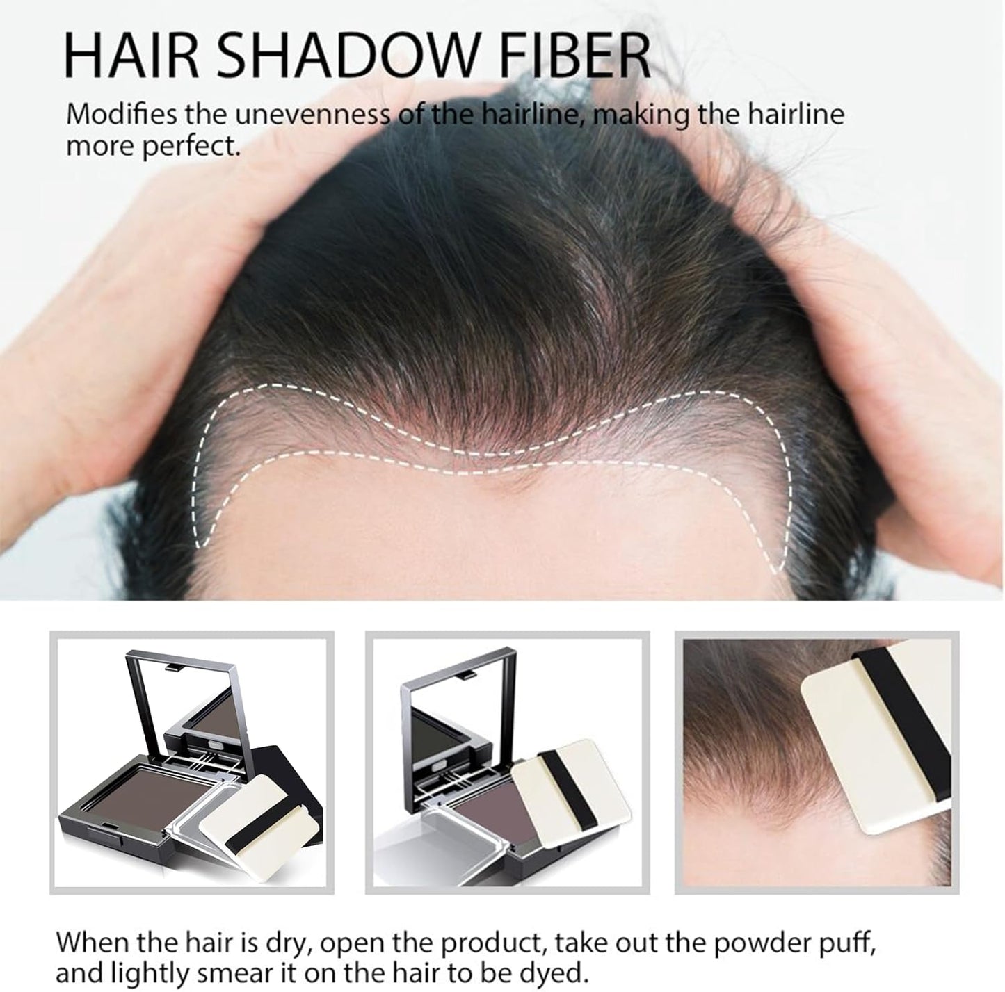 Instantly Hairline Shadow - Hairline Powder - Quick Cover Grey Hair in Hair Regrowth Treatments - Windproof Sweatproof Hair Touch-Up for Root Concealer - Long Lasting with Mirror & Puff (Black)