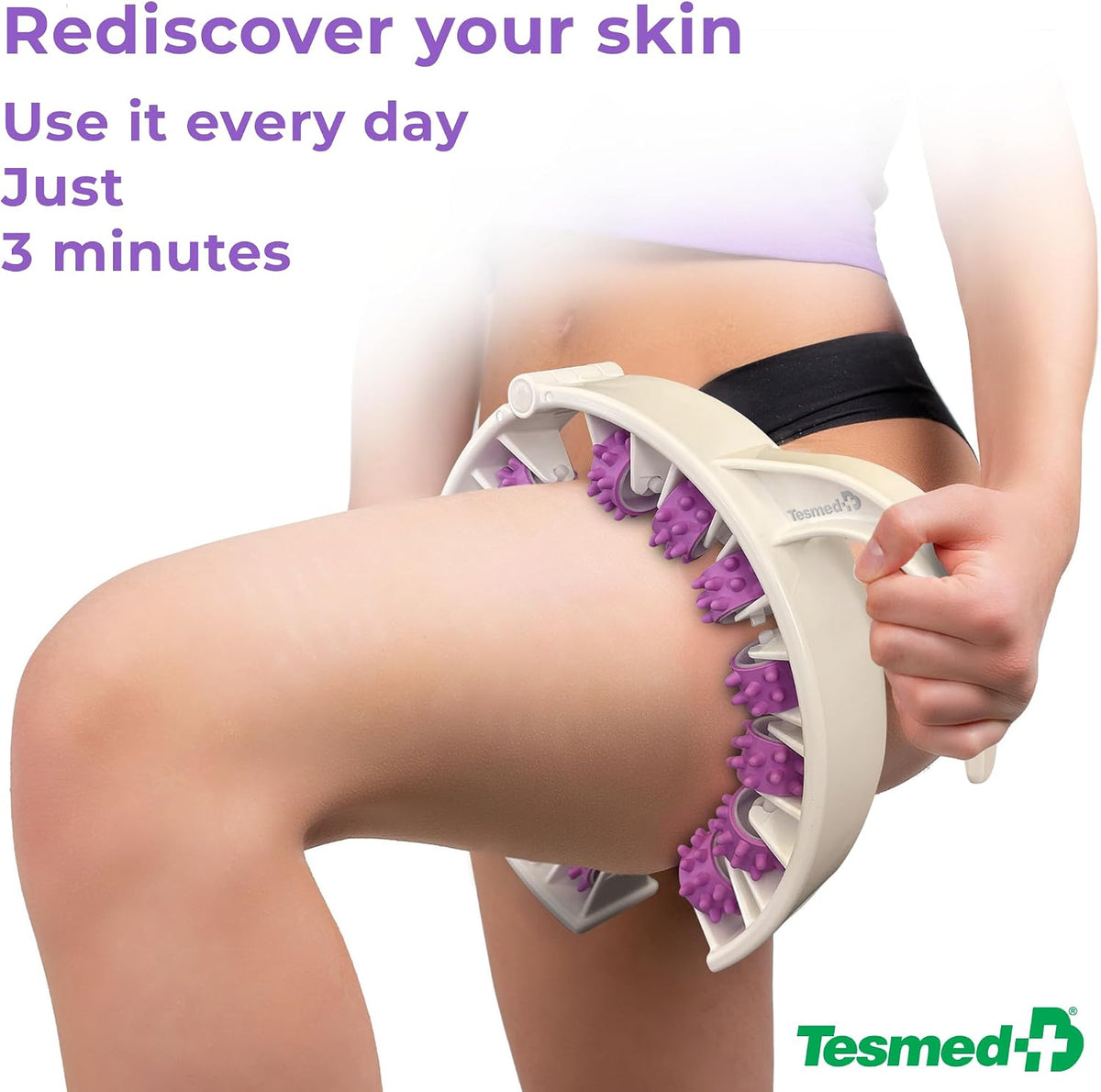 TESMED Cellulite Smooth Cellulite Massager with Patented Rollers – Lymphatic Drainage Effect for Orange Peel Skin & Heavy Legs – Firming & Body Shaping – Made in Italy