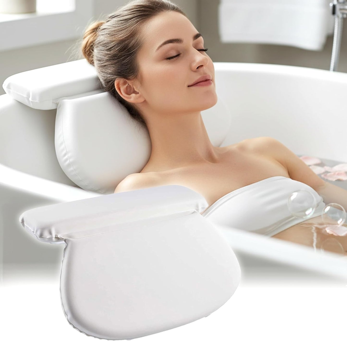 Bath Pillow โ Bath Cushion with 7 Suction Cups, Non-Slip Bath Pillows for Head and Neck Support | Ultimate Relaxation and Comfort, Ideal for Relaxation & Meditation in the Tub