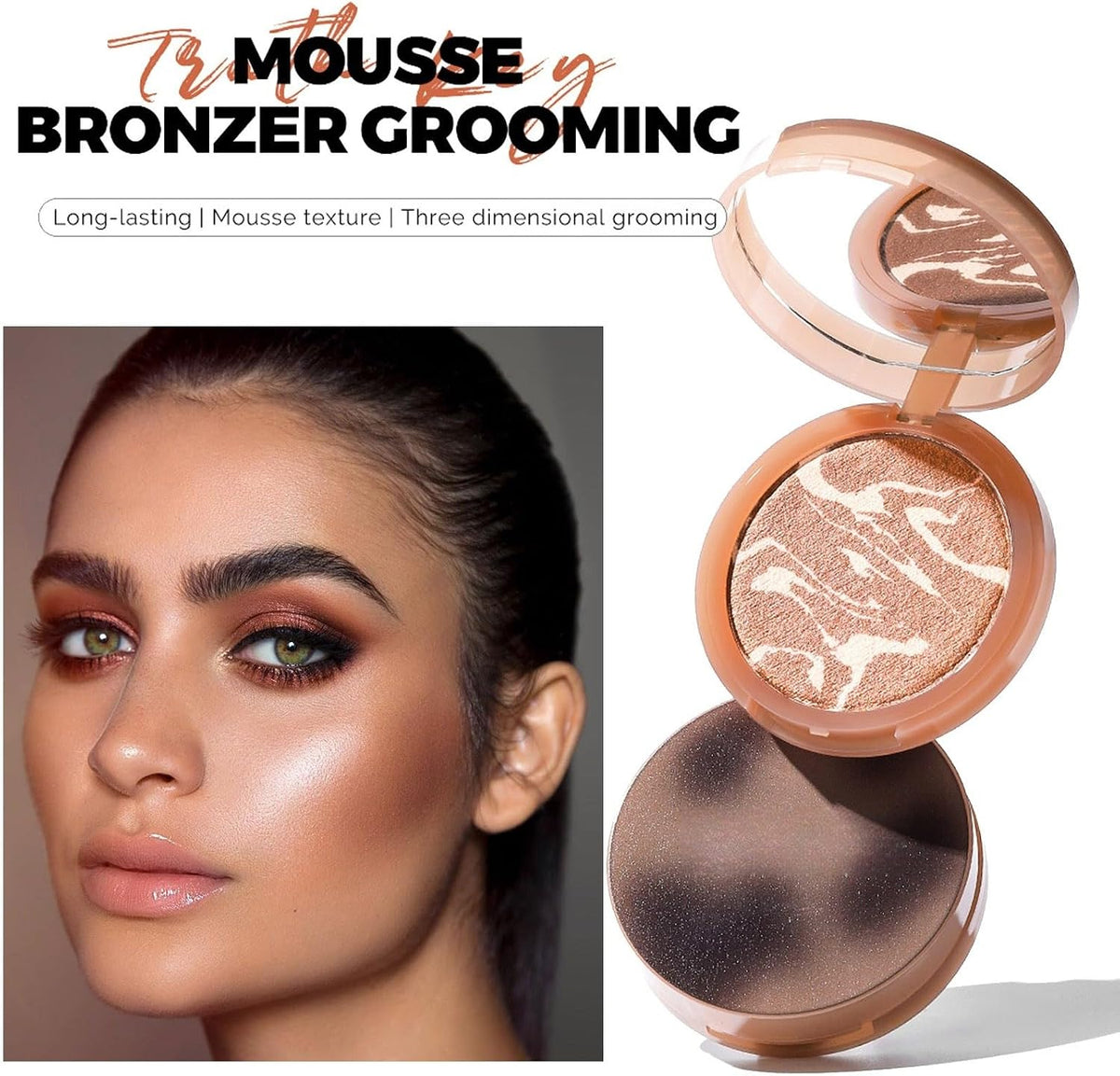 Baked Bronze Contour Cream,Face Contour Palette Powder,Long-Lasting | Mousse Texture | Three Dimensional Grooming | Ultra-Fine Lightweight | Easy to Sculpt the Face(01# 10G)