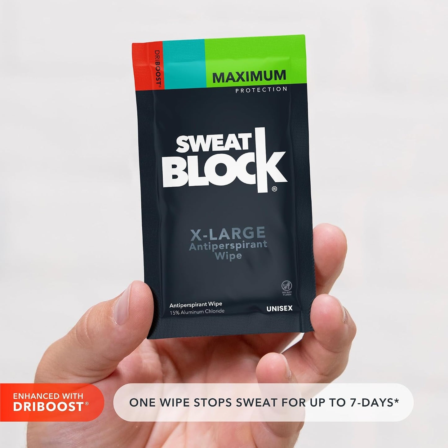SweatBlock Maximum Strength Antiperspirant Sweat Wipes - For Excessive Sweat Protection - Extra Large - Up to 7 Day Protection per Use - 10 Count - Unisex