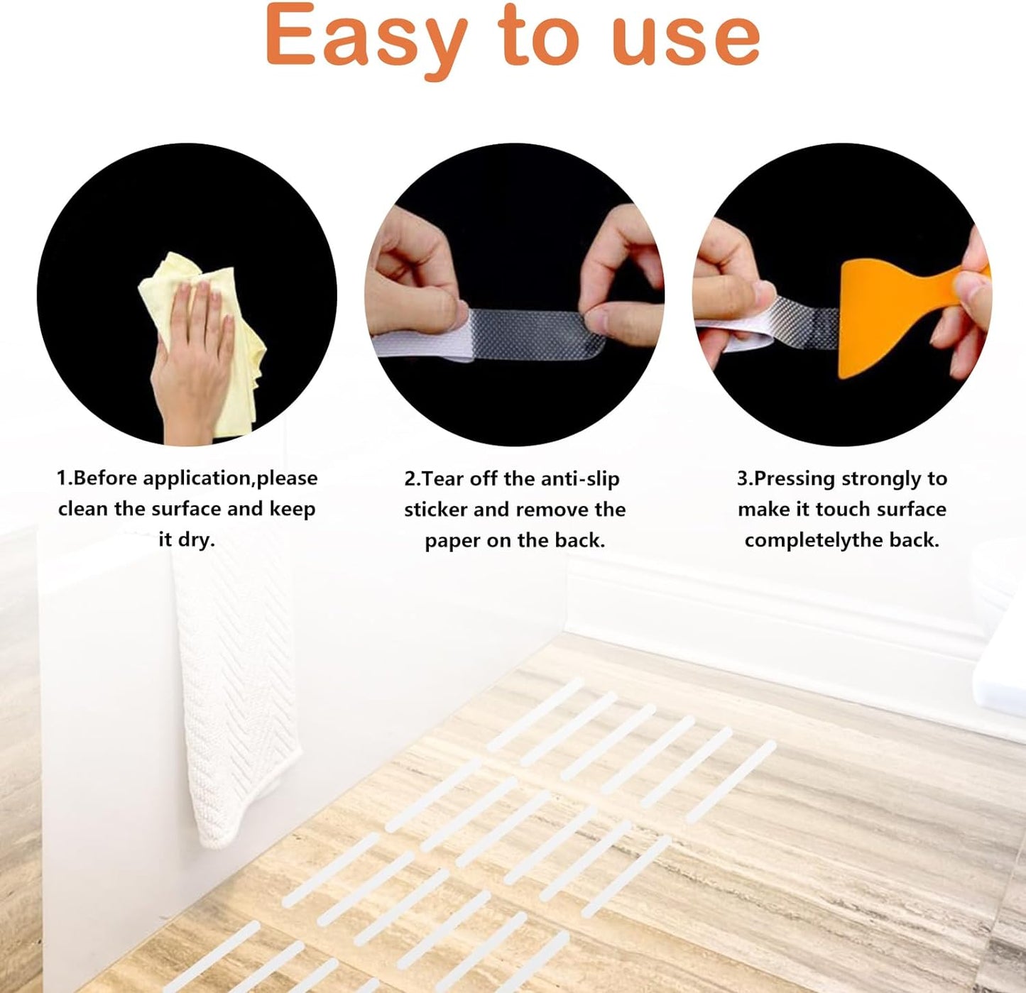 36pcs Non Slip Bathtub Stickers - High Adhesive Anti Slip Shower Grips (Clear)