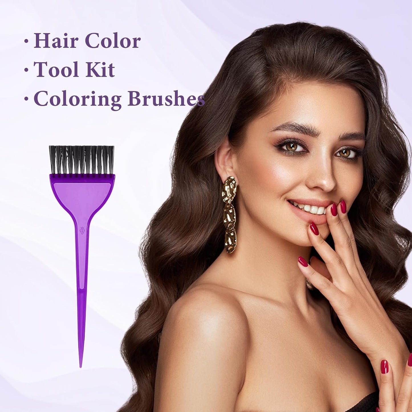 6 PCS Hair Dye Brush, Hair Colour Brush, Professional Hair-Coloring Tools with Tapered Handle for Salon, Home DIY, Root Touch,Highlights, 5 Colors