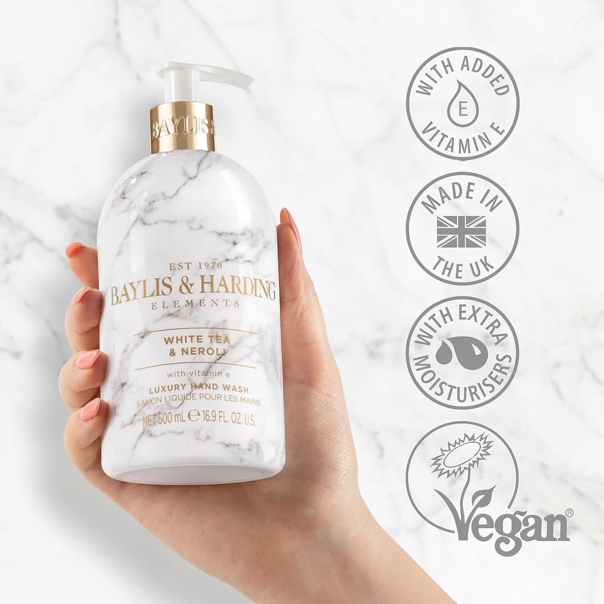 Baylis & Harding Elements White Tea & Neroli Hand Wash, 500 ml (Pack of 3) - Vegan Friendly