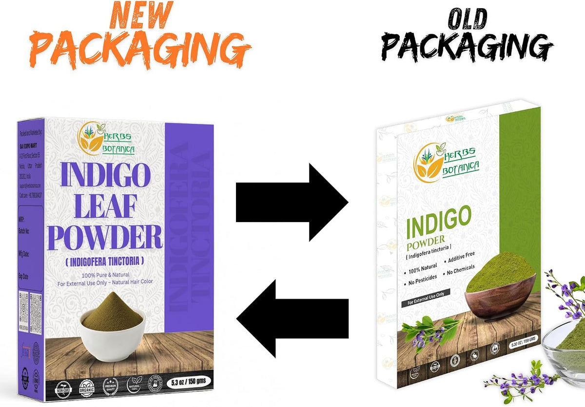 Herbs Botanica Indigo Powder For Hair - Indigofera Tinctoria (100% Natural Organically Henna Grown) 150 Grams / 5.3 Oz Natural Black Hair Dye, Natural Henna Herbs And Corps